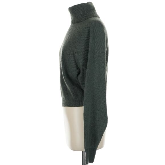 Crush. 100% Cashmere Olive Forest Green Turtleneck Cropped Sweater 1 S - Picture 4 of 9